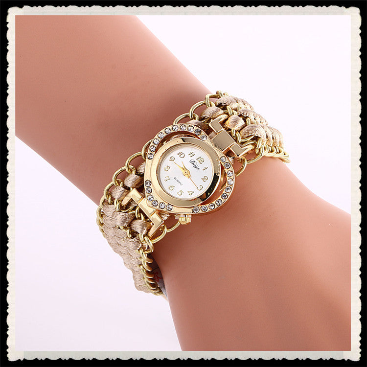 Personality Crystal Heart Adjustable Woven Watch