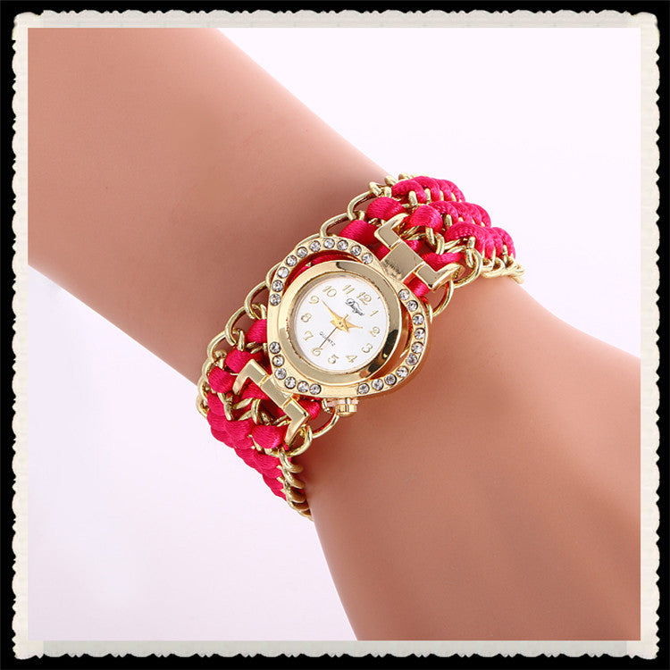 Personality Crystal Heart Adjustable Woven Watch