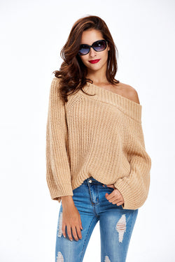 Simple Off Shoulder Pullover Sweater