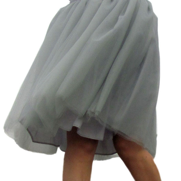 Sweet 7 Layers Pleated Flared Veil Skirt