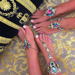 Dazzle Colour Alloy Jewel-Embeded Anklet