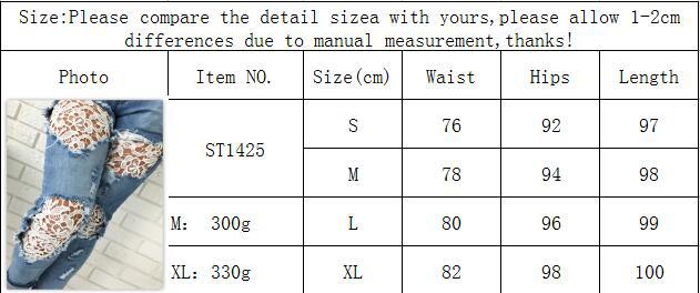 Lace Denim Patchwork Cut Out Long Skinny Jeans