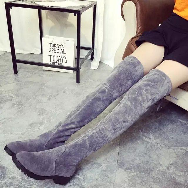 Round Toe Over-Knee Chunky Heel High Boots