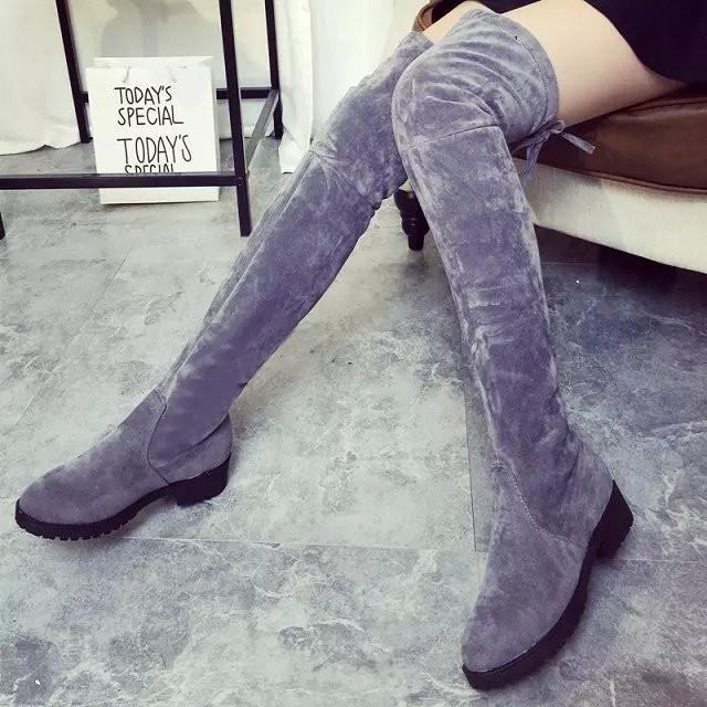 Round Toe Over-Knee Chunky Heel High Boots