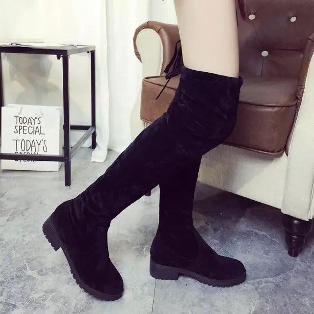 Round Toe Over-Knee Chunky Heel High Boots