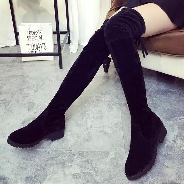 Round Toe Over-Knee Chunky Heel High Boots