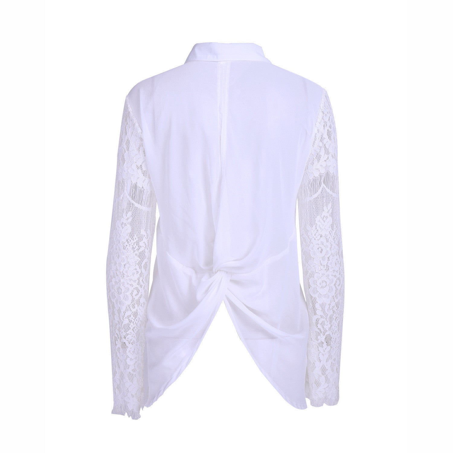 Hollow Out Lace Embroidery Flowers Splicing Fashion Shirt