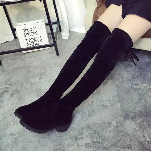 Round Toe Over-Knee Chunky Heel High Boots