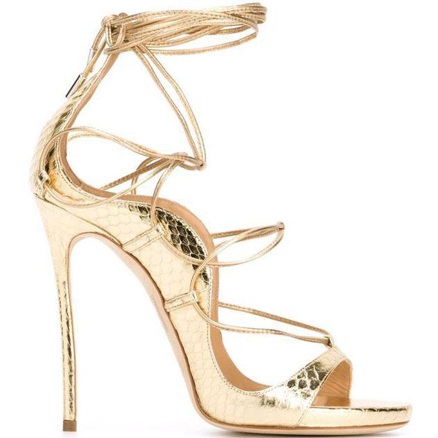 Straps Ankle Wraps Open Toe Back Zipper Stiletto High Heels Sandals