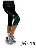 Flower Print Side Triangle Fashion 3/4 Pants Yoga Sport Leggings