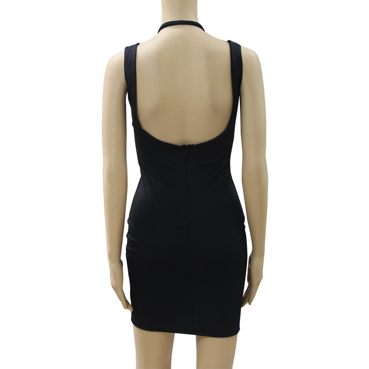 Sexy Cross Black Short Backless Bodycon Dress