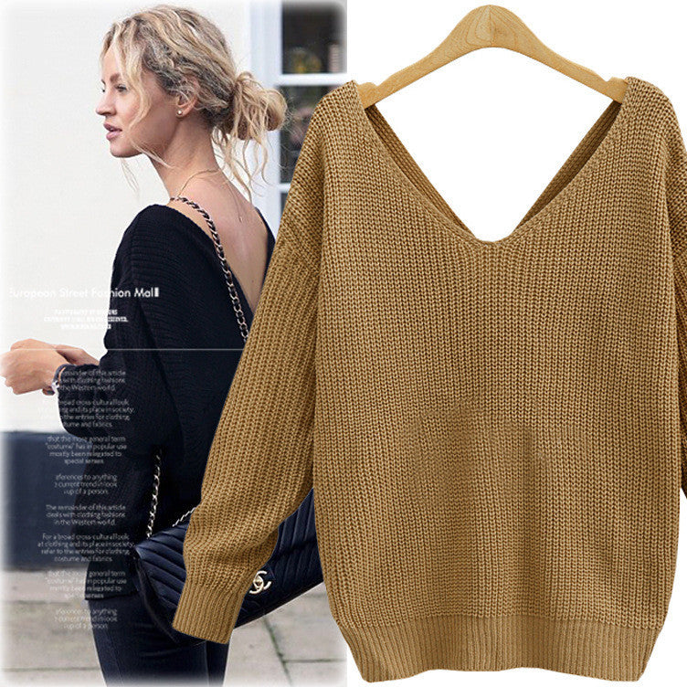 Sexy Wrap Style Long Sleeve Knitting Sweater