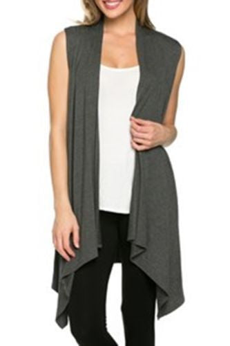 Simple Fashion Sleevelss Long Cardigan