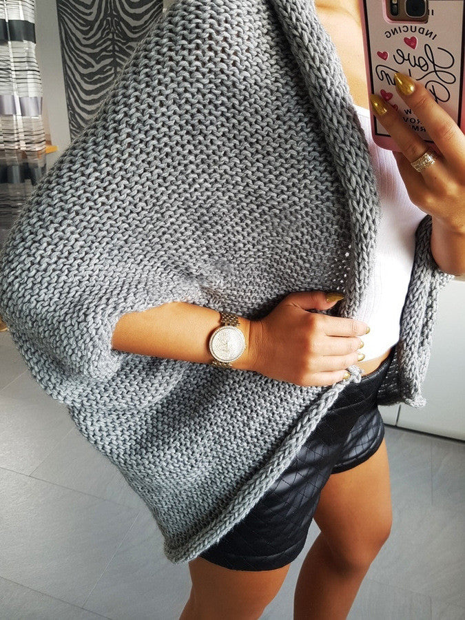 Thick Knitting Irregular Sweater Cardigan