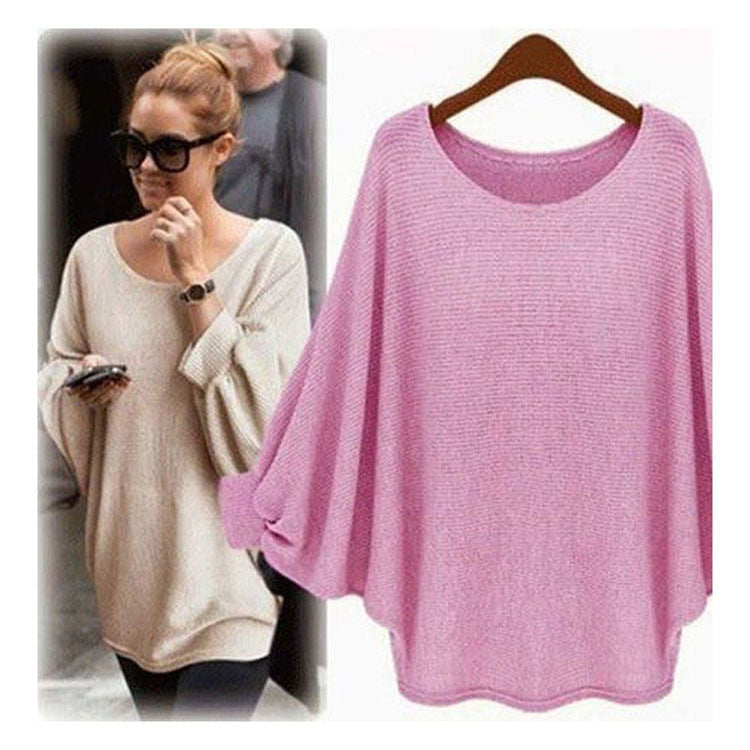 Fashion Bat Sleeve Scoop Loose Popular Sweater