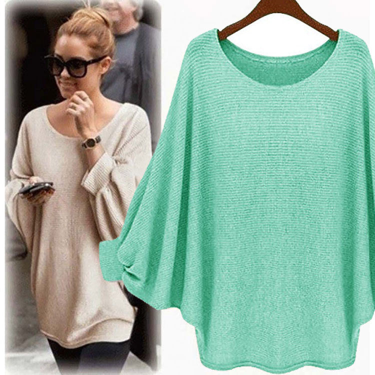 Fashion Bat Sleeve Scoop Loose Popular Sweater