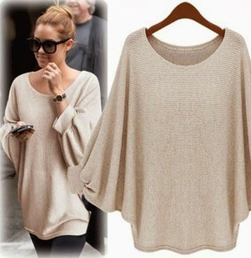 Fashion Bat Sleeve Scoop Loose Popular Sweater