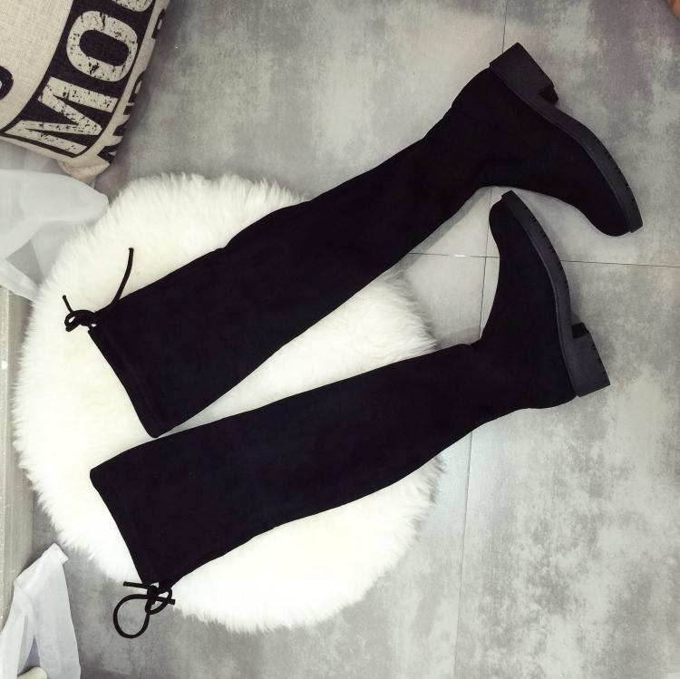 Sexy Black Elastic Over Knee High Boots
