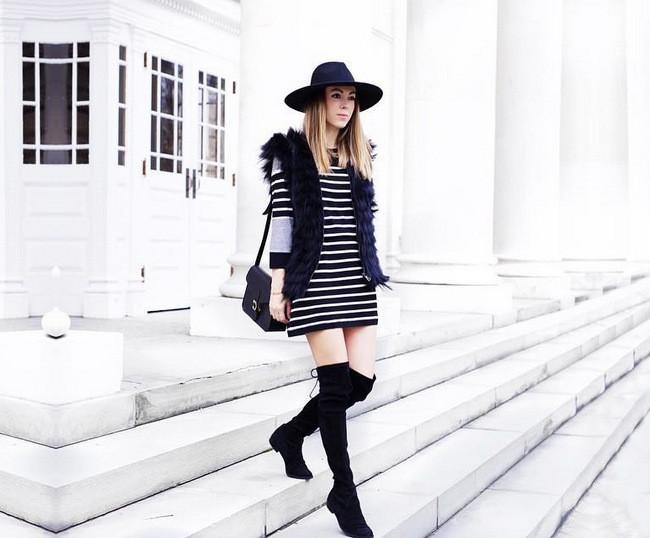 Sexy Black Elastic Over Knee High Boots