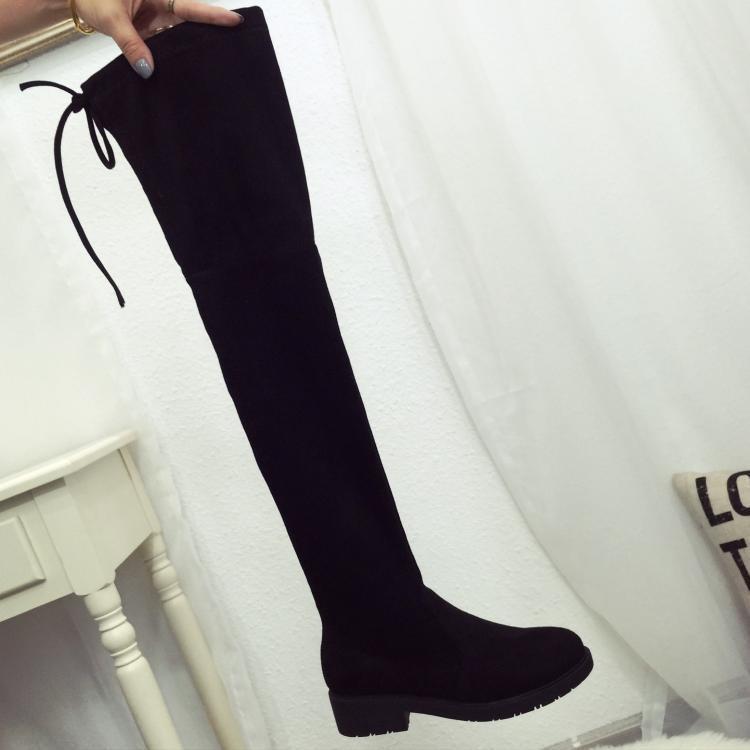 Sexy Black Elastic Over Knee High Boots