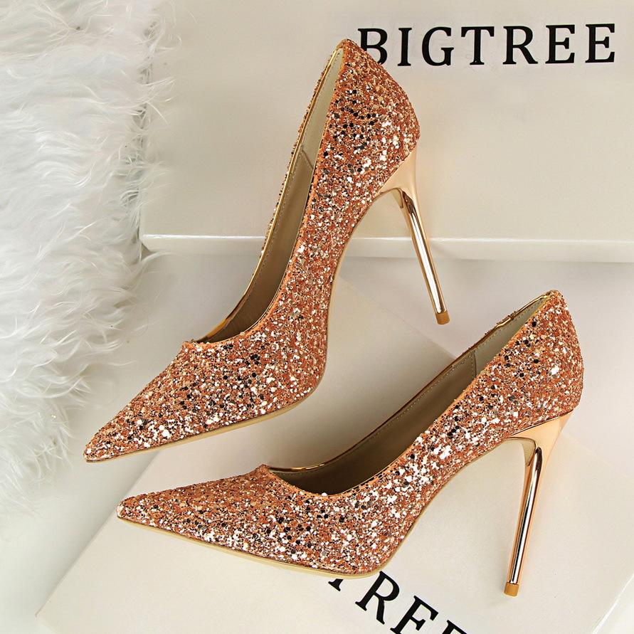 Shinning Crystal Pointed Toe High Stiletto Heels Prom Shoes