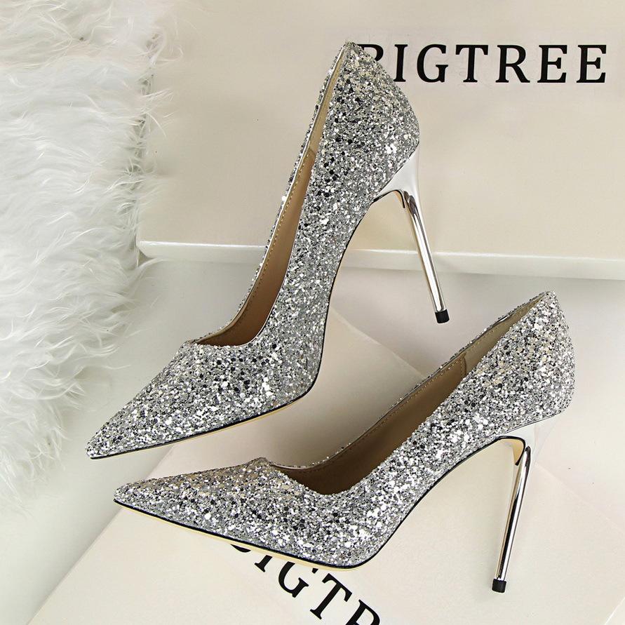 Shinning Crystal Pointed Toe High Stiletto Heels Prom Shoes