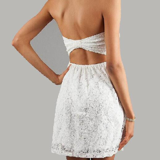 Strapless Backless Lace Short Dress