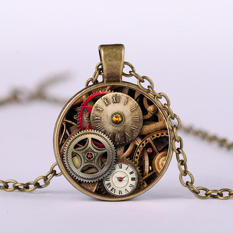 Punk Style Time Gem Sweater Chain Necklace