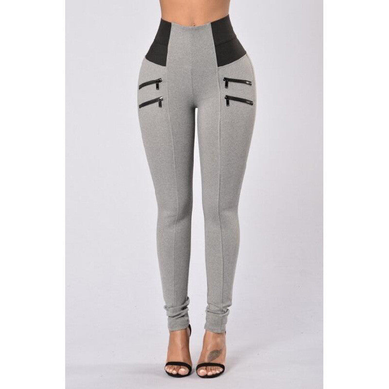 Elastic High Waist Zipper Slim Long Pencil Pants
