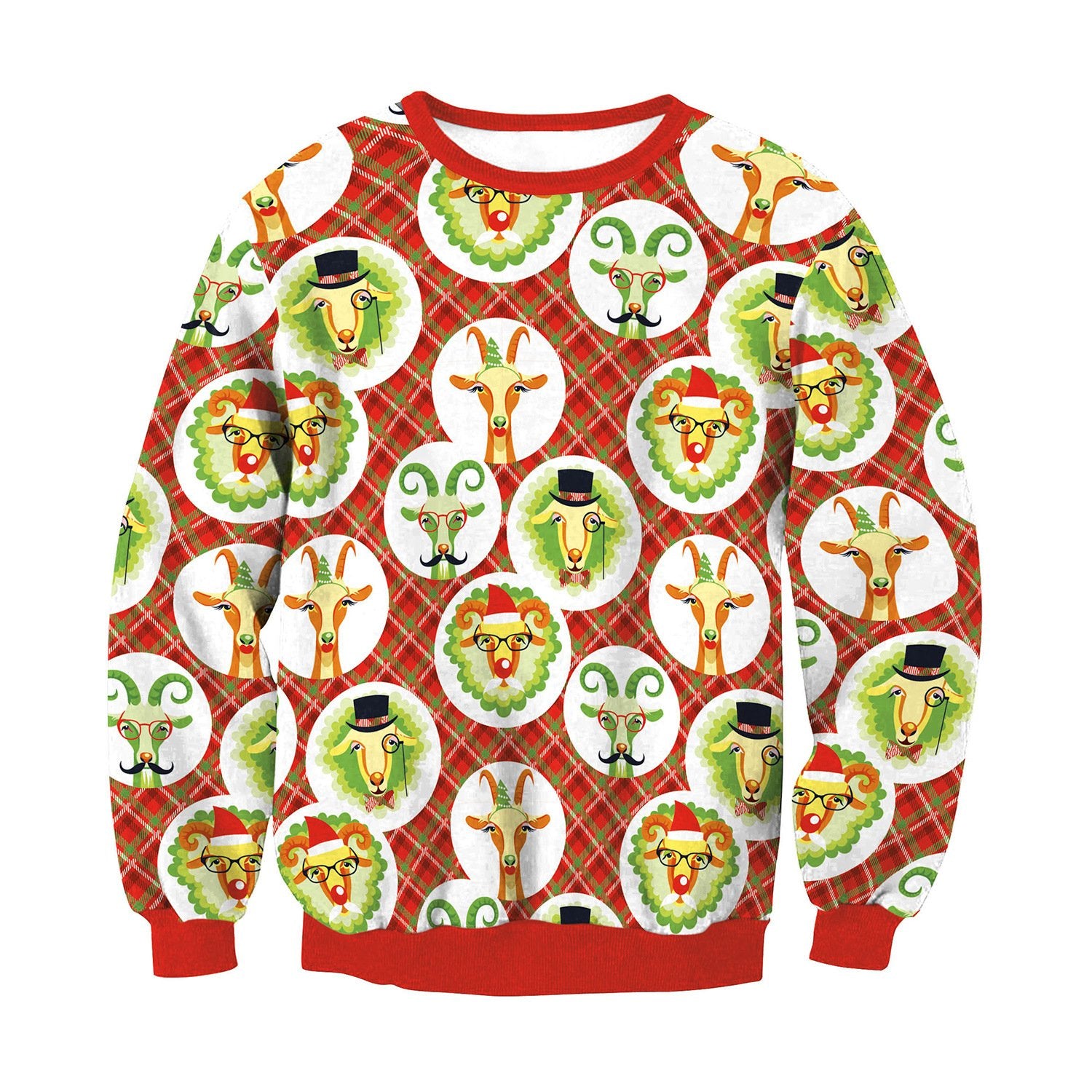 Cartoon Print Women Loose Scoop Christmas Party Sweatshirt