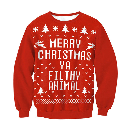 Merry Christmas Scoop Cartoon Print Women Christmas Party Hoodie
