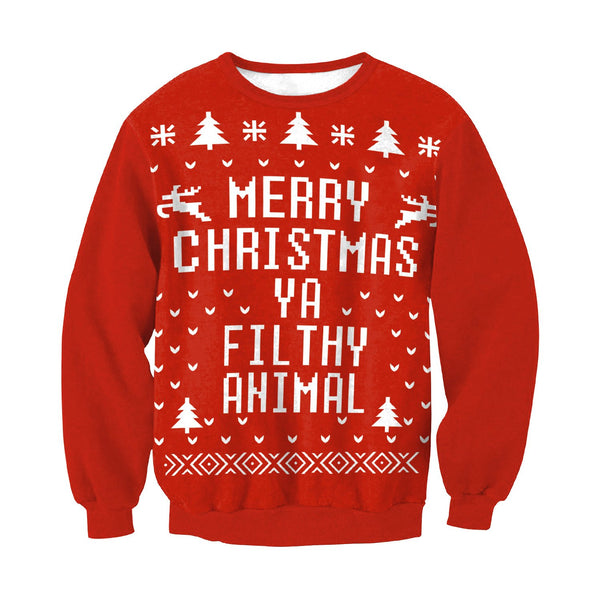Merry Christmas Scoop Cartoon Print Women Christmas Party Hoodie