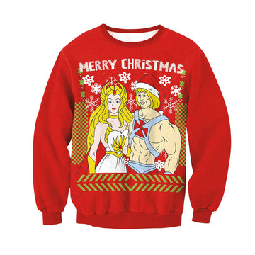 Cartoon Print Women Loose Scoop Christmas Party Sweatshirt
