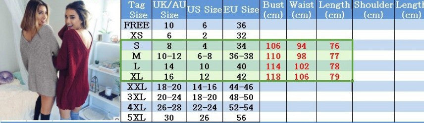 Fashion Pure Color Back Deep V Sweater Dress