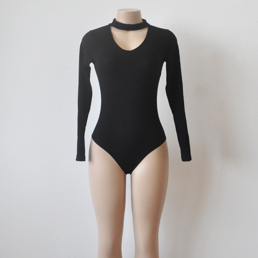 Sexy Halter V Hollow Out Knit Triangle Short Jumpsuit