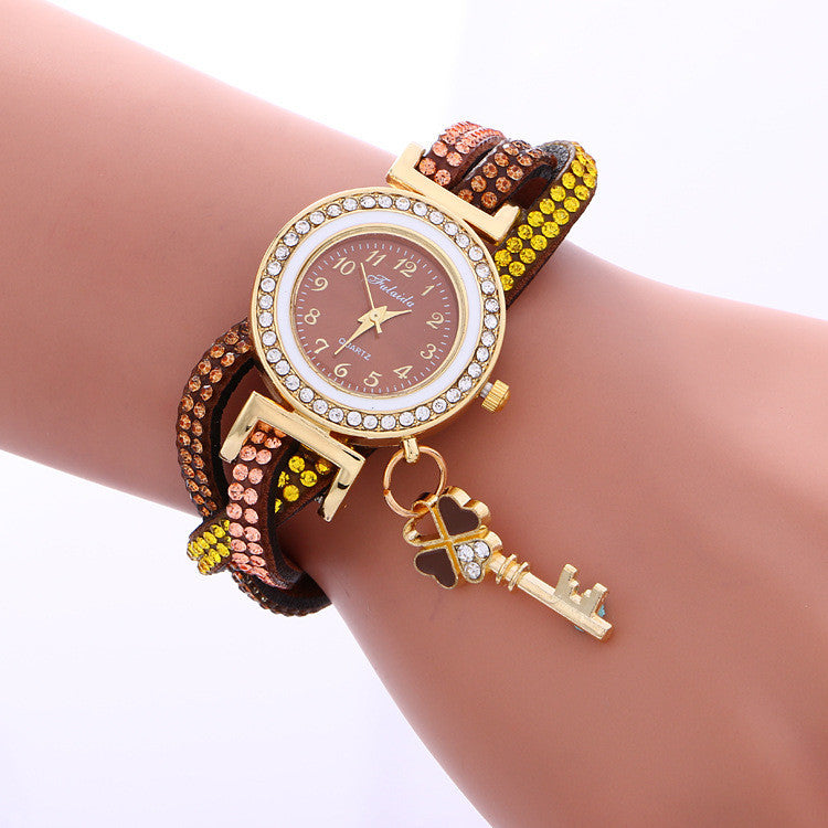 Colorful Crystal Twist Strap Key Watch
