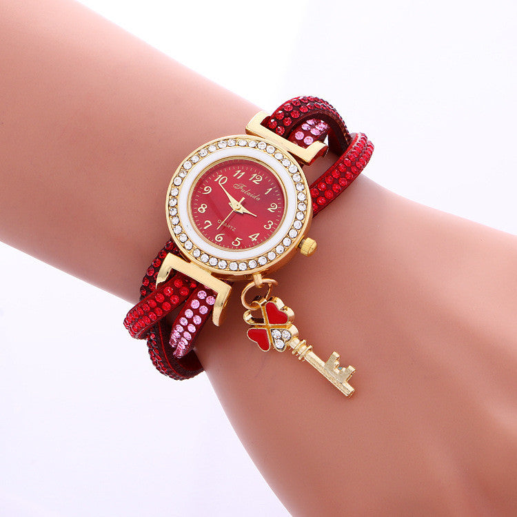 Colorful Crystal Twist Strap Key Watch