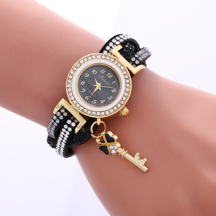 Colorful Crystal Twist Strap Key Watch