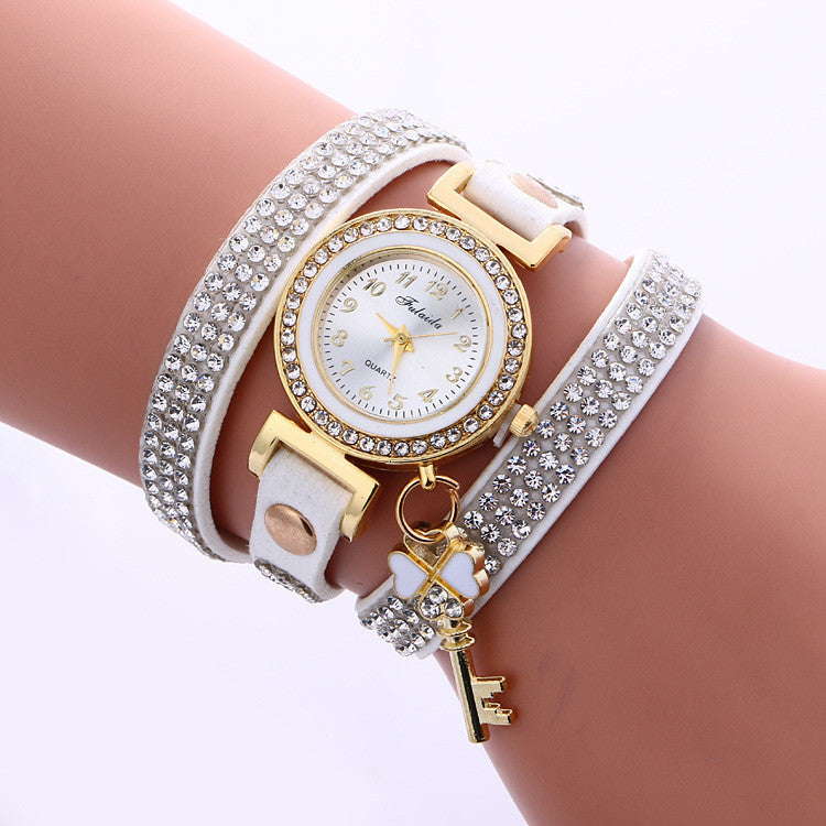 Crystal Strap Key Pendant Watch