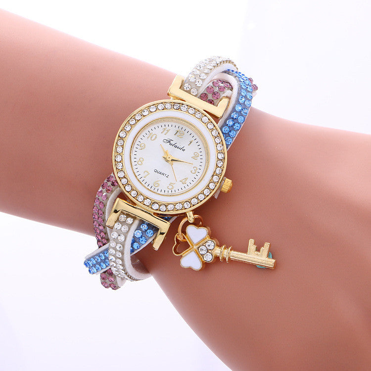 Colorful Crystal Twist Strap Key Watch