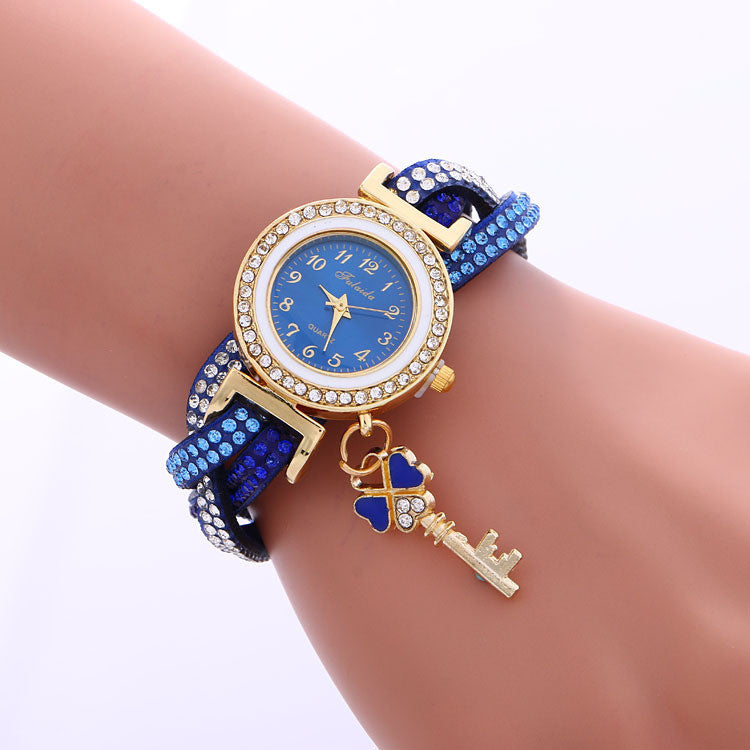 Colorful Crystal Twist Strap Key Watch