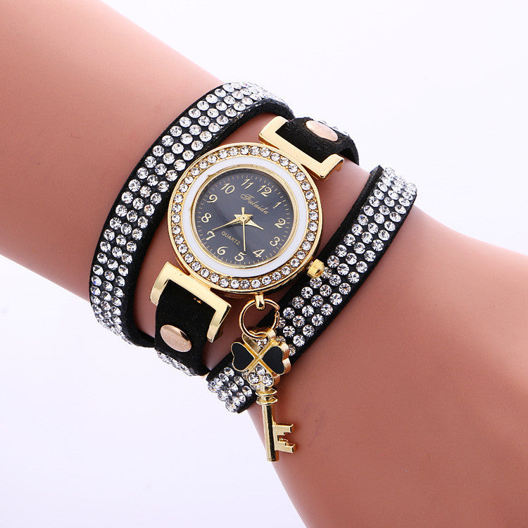 Crystal Strap Key Pendant Watch