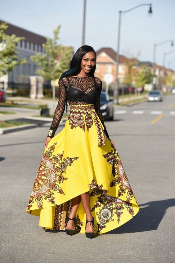 Print High Waist Elegant Big Loose Irregular Long Skirt