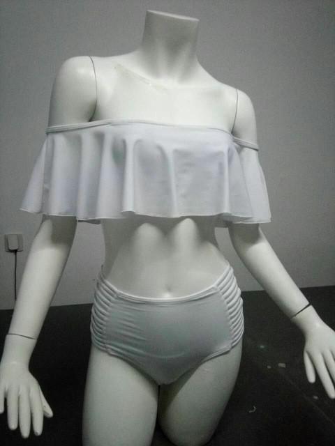 Sweet Off Shoulder Falbala Two Pieces Bikini