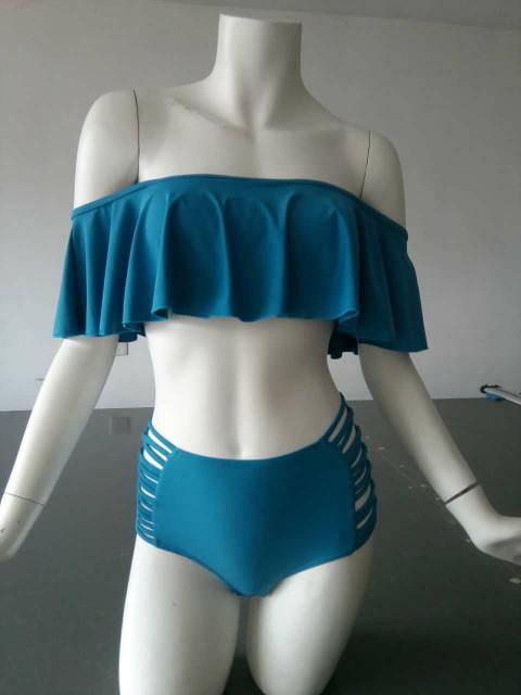 Sweet Off Shoulder Falbala Two Pieces Bikini
