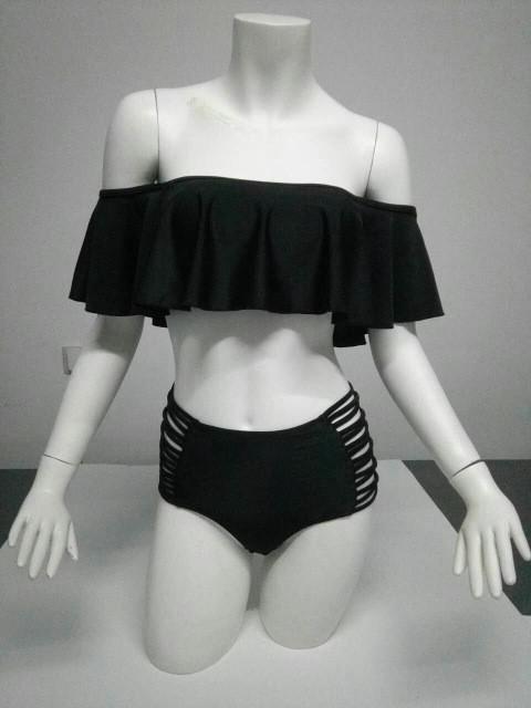 Sweet Off Shoulder Falbala Two Pieces Bikini