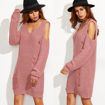 Sexy Dew Shoulder Pullover Long Sweater