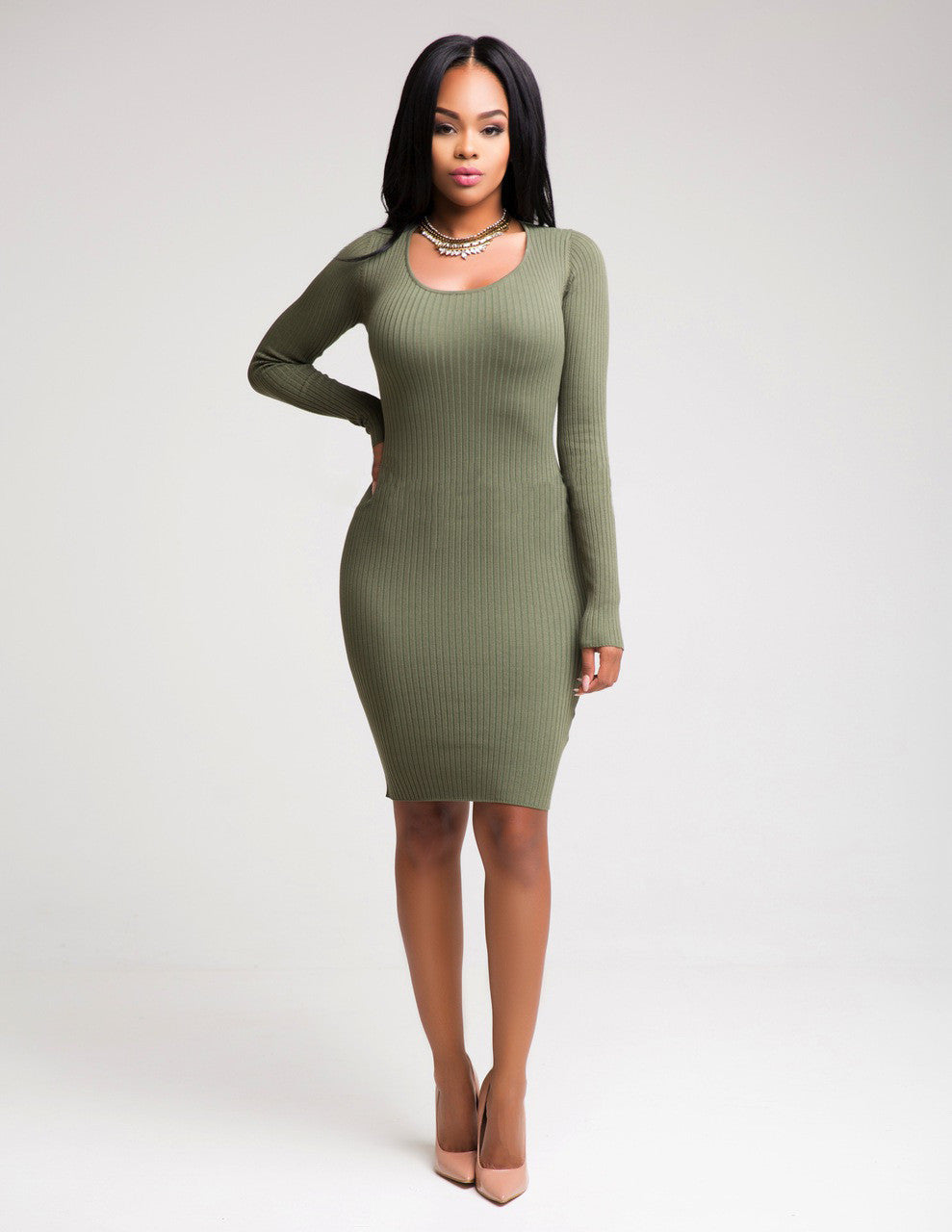 Sexy Hollow Out Back Bodycon Knee-length Dress