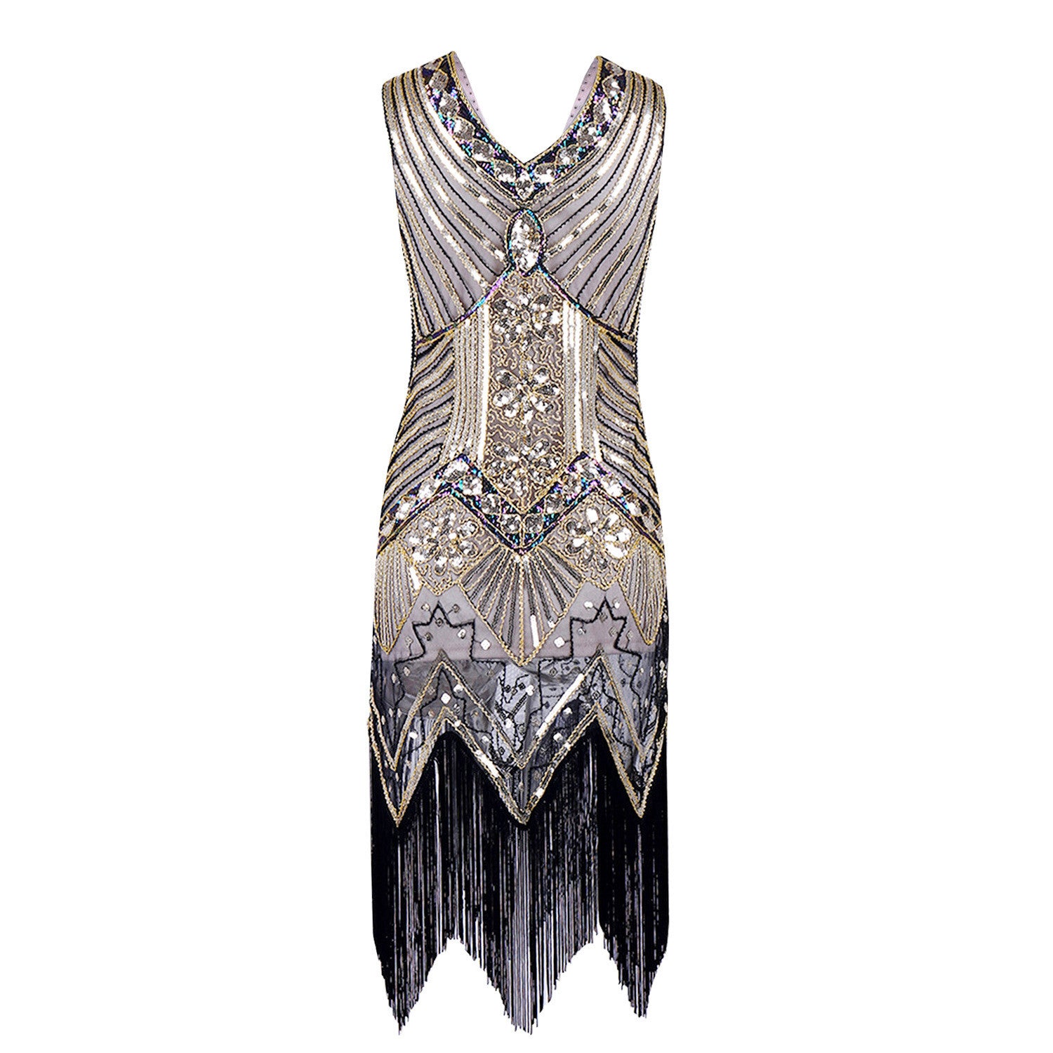 Sequins Color V-neck Tassel Latin Party Dress
