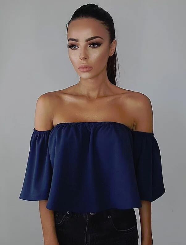 Sexy Off Shoulder Long Sleeve Chiffon Loose Blouse